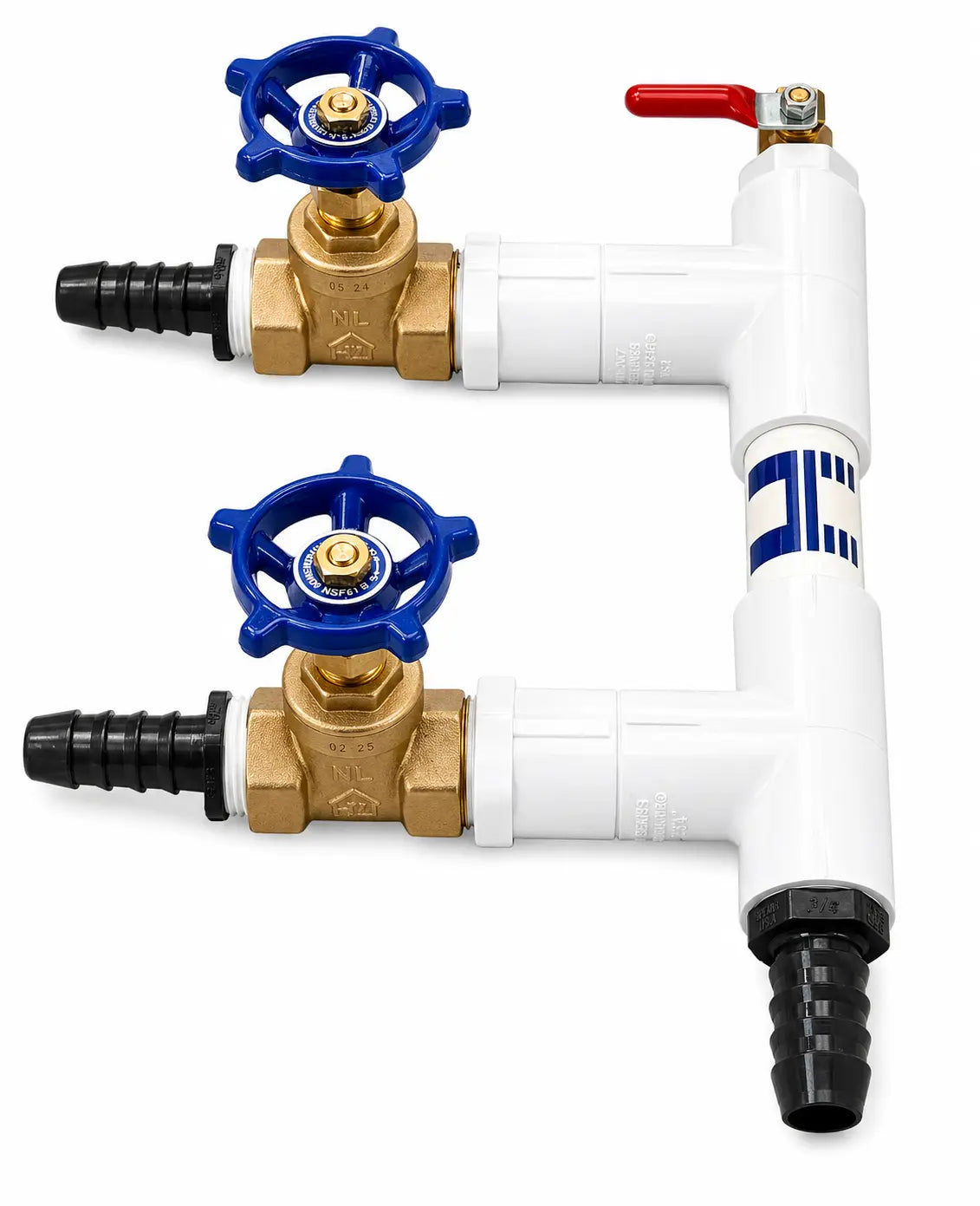 Hiblow 2-valve manifold side view showing the condensation blowout valve
