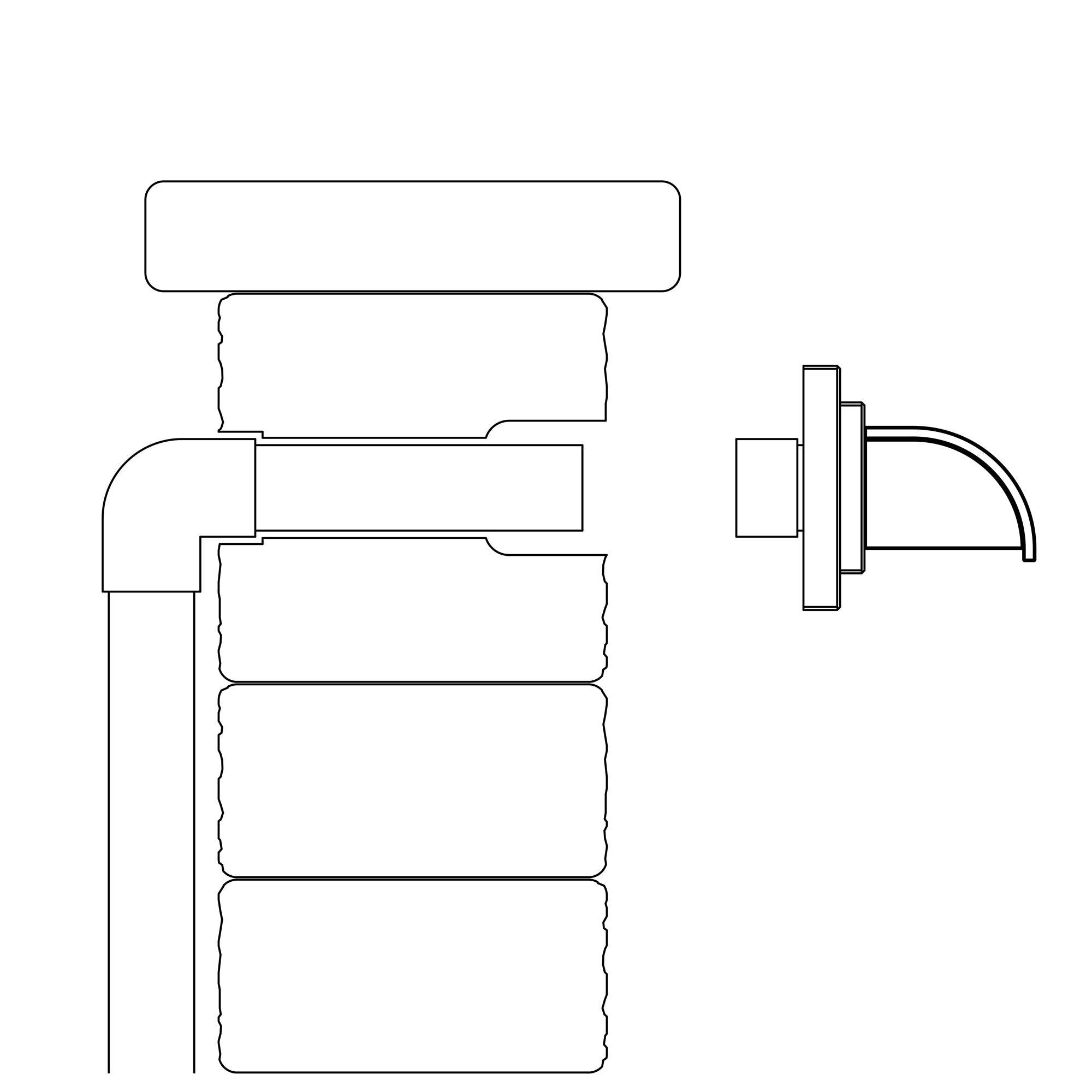 24" Stainless Steel WaterWall Spillway — side profile