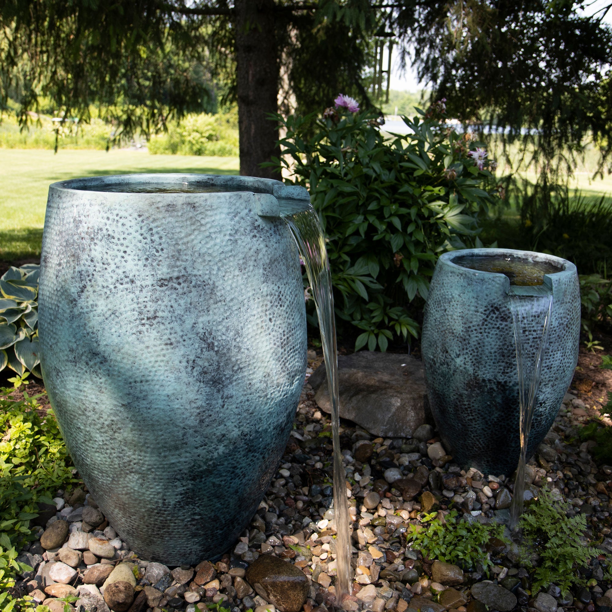 Atlantic Aura Vase Kit installed — finished landscape
