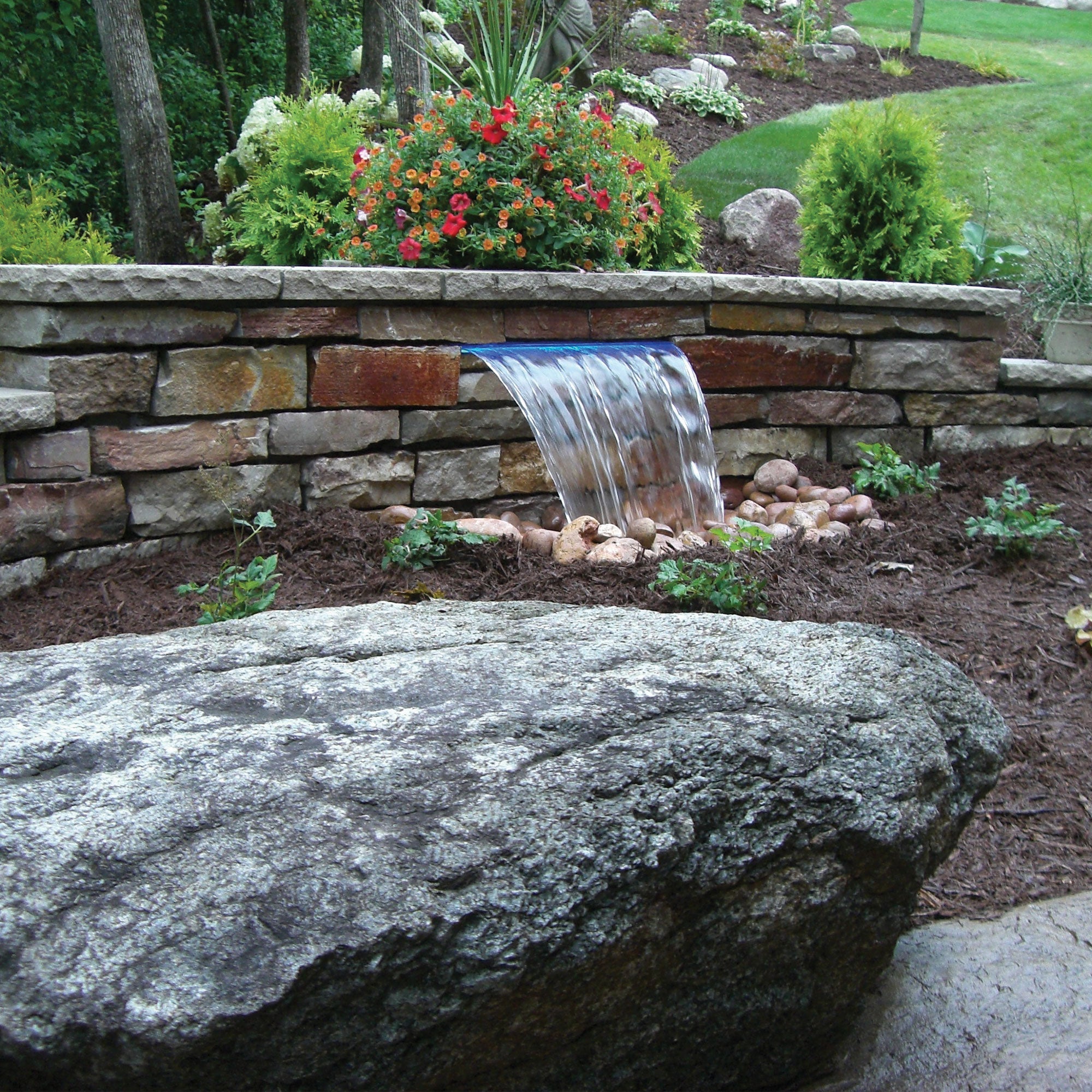 Atlantic Color-Changing LED Bar Light — garden water feature night view