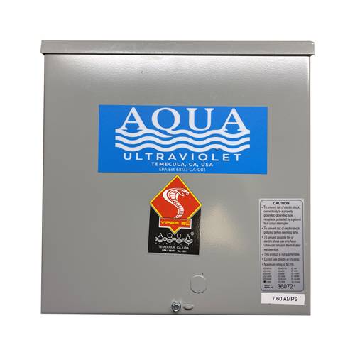 Aqua Ultraviolet AS39406 Viper 400 W NEMA transformer for plastic units, 120 V: grey metal enclosure with Aqua UV and Viper labels