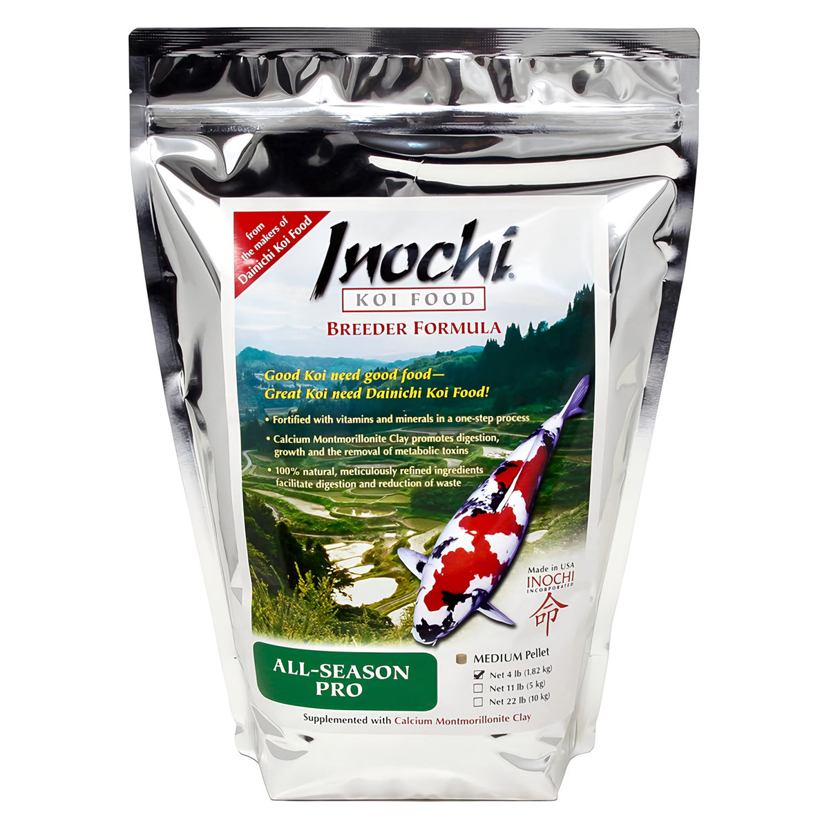 Inochi All-Season PRO Koi Food, Medium Pellet - Play It Koi
