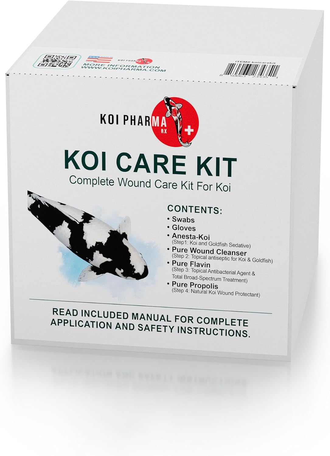 Koi Pharma Koi Care Kit box with printed contents list