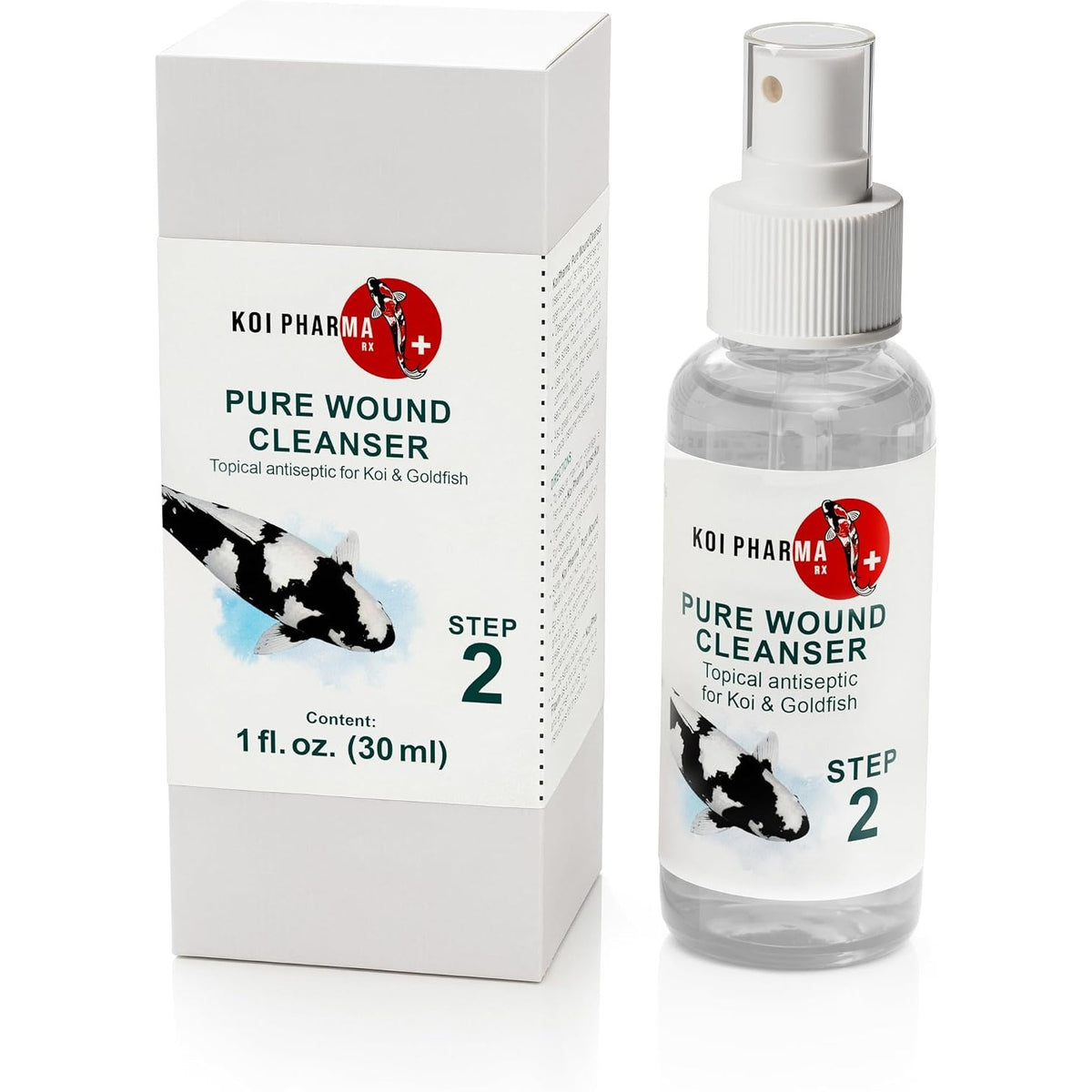 Koi Pharma Pure Wound Cleanser 1 fl oz (30 ml) spray bottle and box