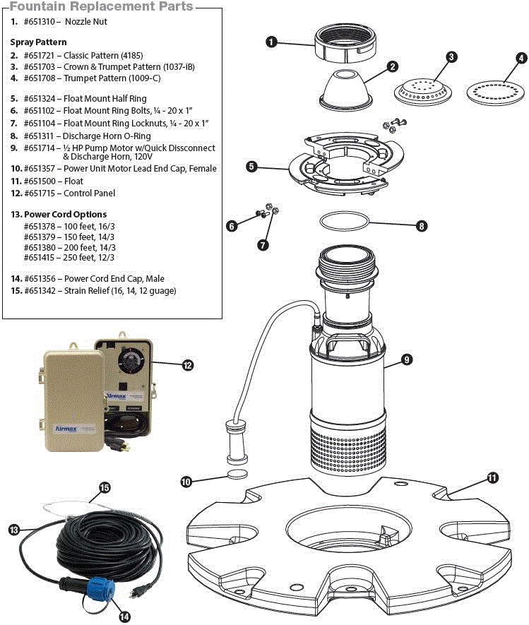Airmax EcoSeries Fountain Head Replacement Parts - Play It Koi