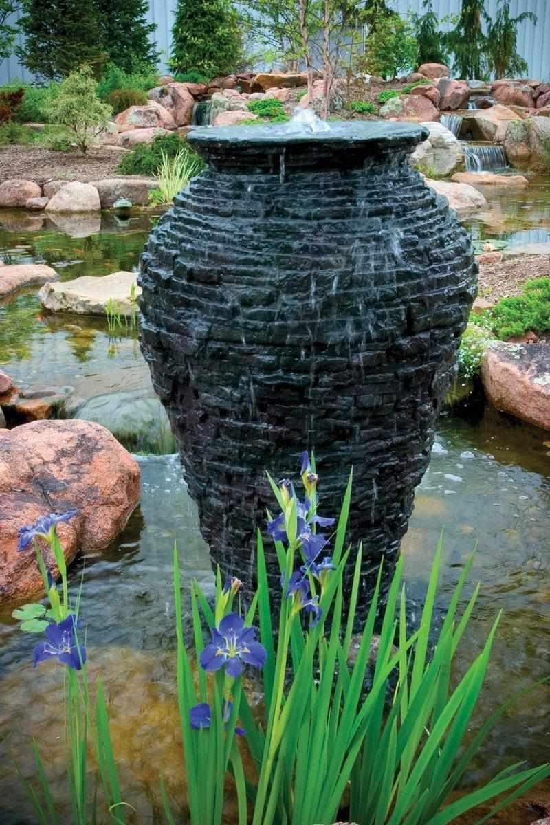 Aquascape Small Stacked Slate Urn Fountain Kit - Play It Koi