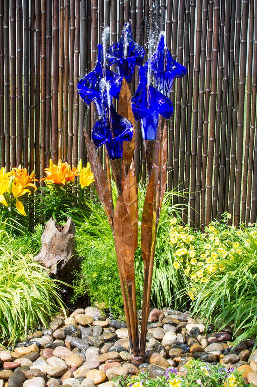 Copper Fountain Kit - Blue Iris Flower - Play It Koi