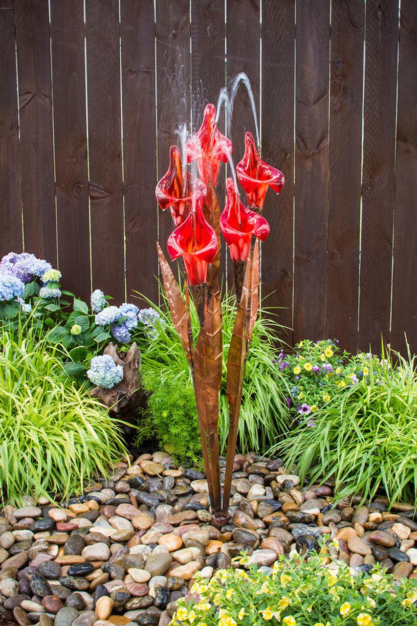 Copper Fountain Kit - Red Iris Flower - Play It Koi