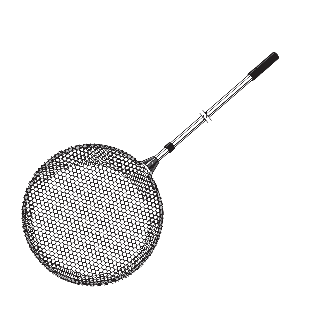 PondMAX Ultra Koi Net (27PN030), flat round net head on the telescoping aluminium handle