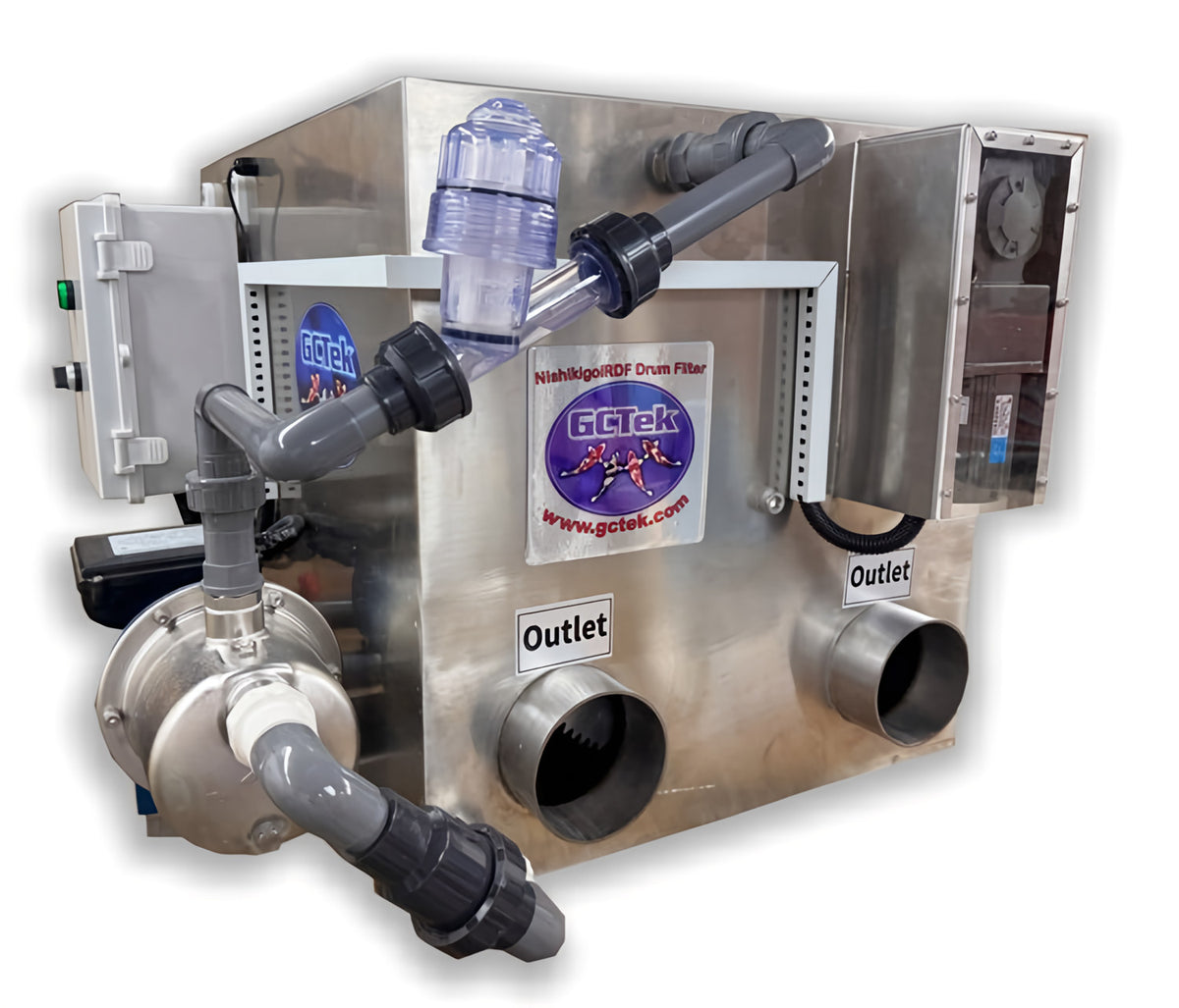 NishikigoiRDF rotary drum filter - complete Stainless Steel unit