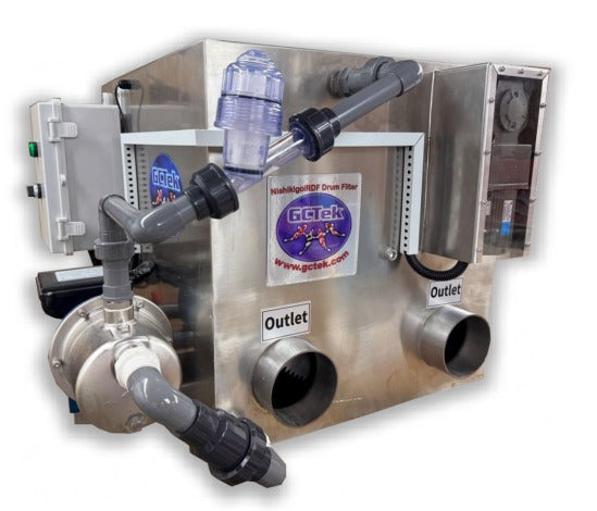 NishikigoiRDF rotary drum filter - complete Stainless Steel unit