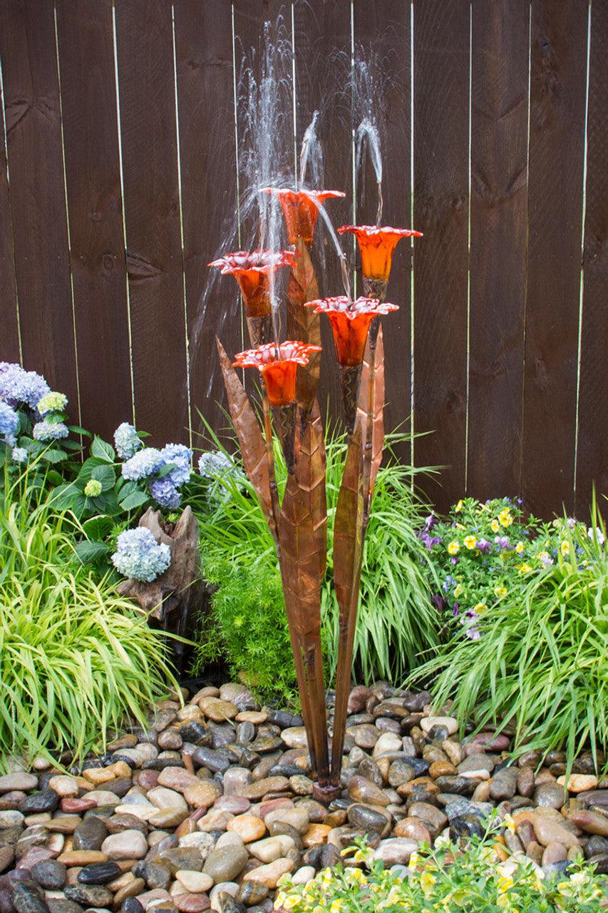 Copper Fountain Kit - Orange Trumpet Flower - Play It Koi